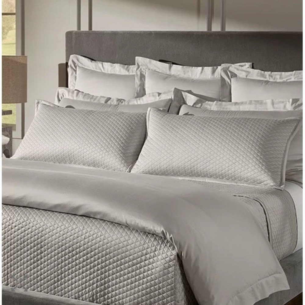 Boll & Branch Reserve Lattice Quilt Set Gray Pewter Full/Queen $599 Retail